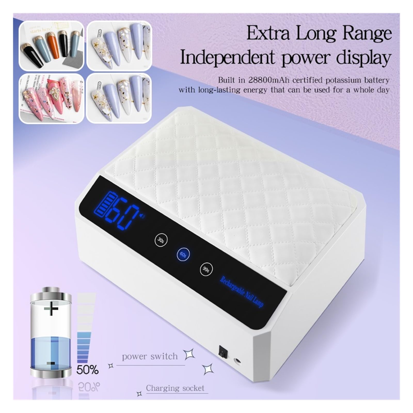 Lampa UV do paznokci, Lampa LED UV do paznokci Bezprzewodowa 178 W Led Lampa UV do paznokci Bezprzewodowa ładowalna Profesjonalna lampa LED do paznokci Poduszka żelowa do manicure Lekki lakier do pazn