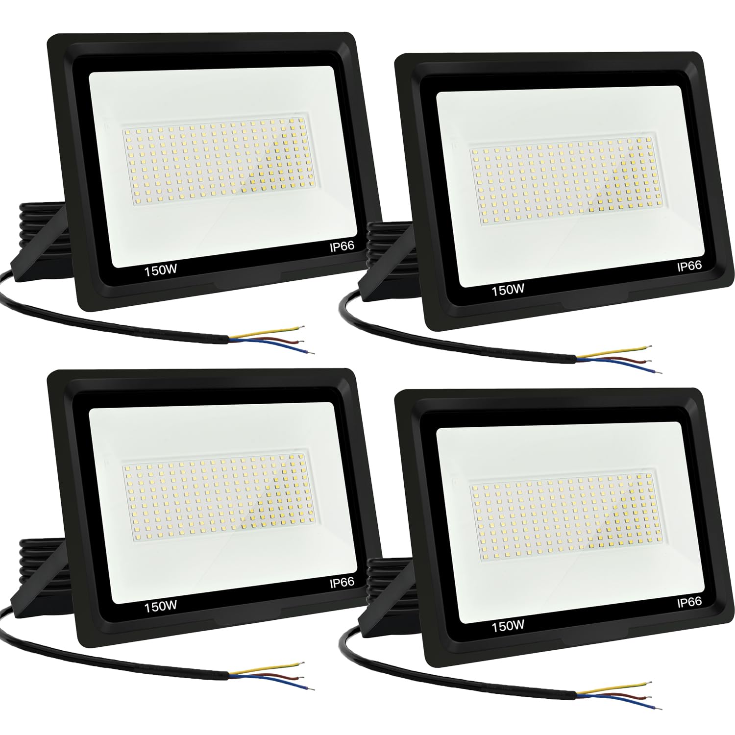 (4 pack LED Strahler Außen 150W Kaltweiß 6000K 15000LM Superhell Außenstrahler LED Fluter IP66 Wasserfest LED Außenleuchte Flutlicht LED-Strahler für Hinterhof, Garage, Flur,Garten