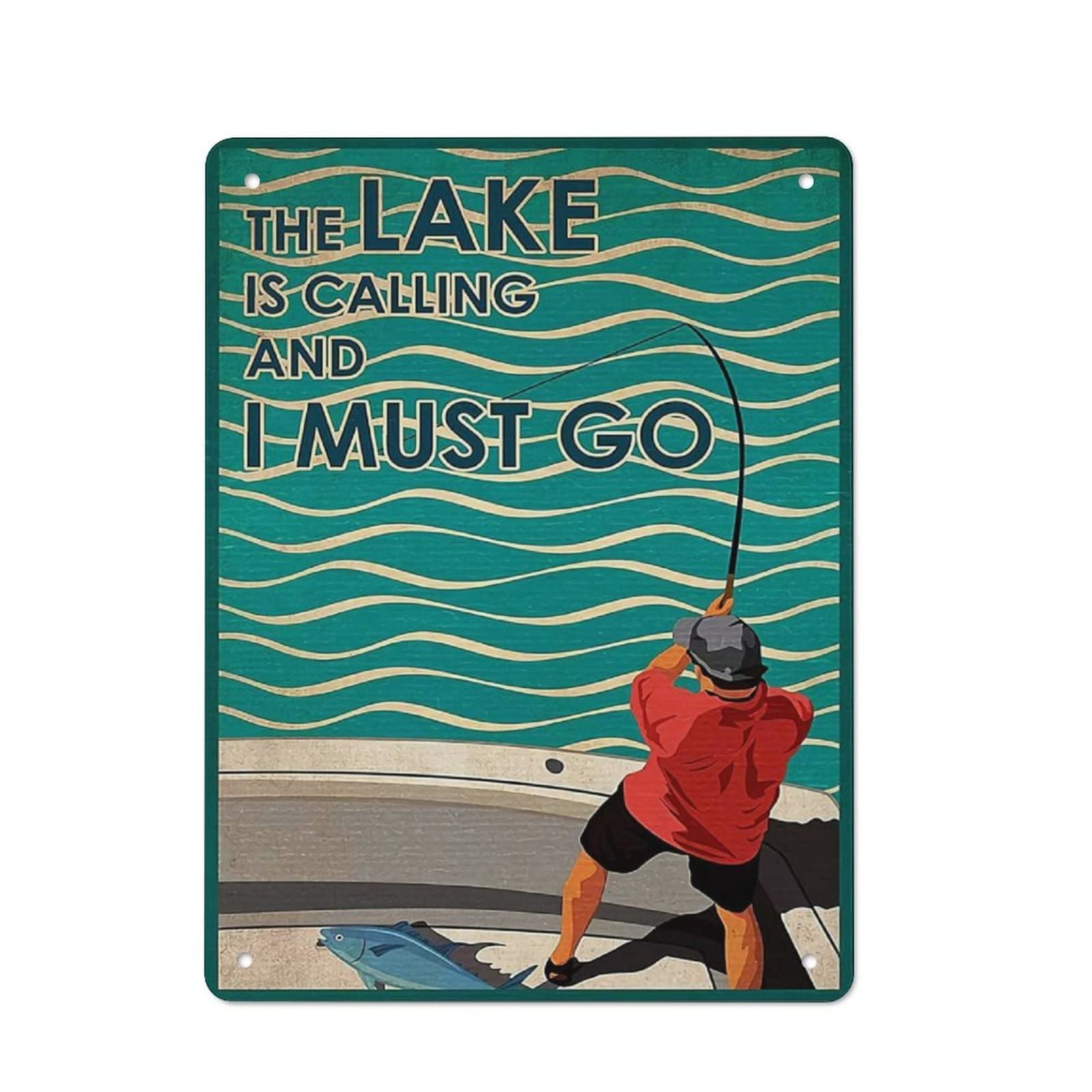 AOOEDM The Lake Is Calling And I Must Go Tin Metal Sign Wall Decor Funny Inspirational Quote Wall Art Sign Vintage Tin Signs For Home Coffee Bar Man Cave Sign Pub Poster