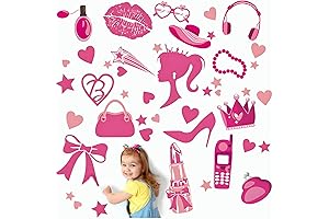 45Pcs Pink Princess Doll Wall Decal Stickers - Sweeten Your Pink World