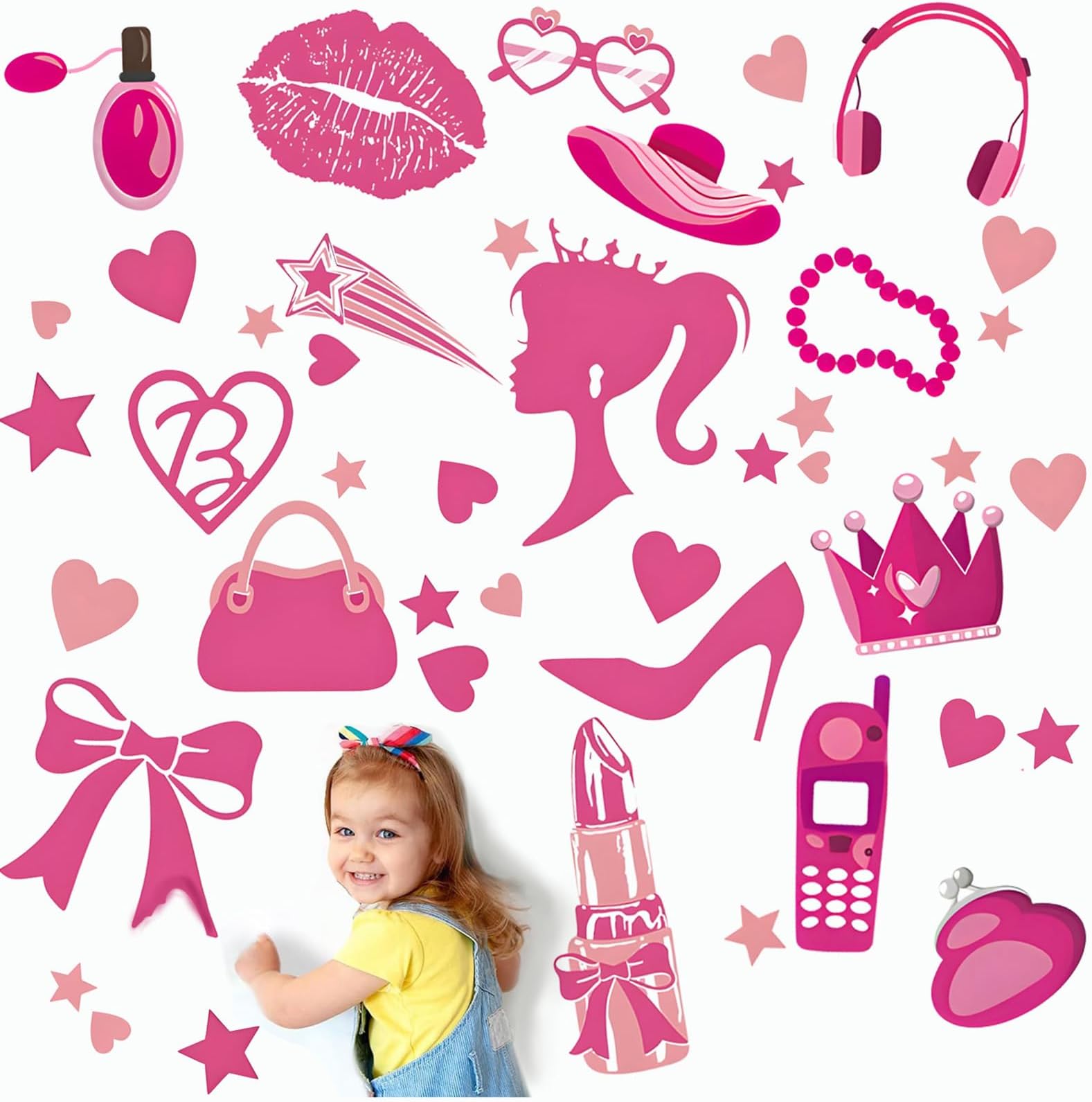 Pink Girl Wall Decals, Pink Girl Decor for Wall, Baby Gril