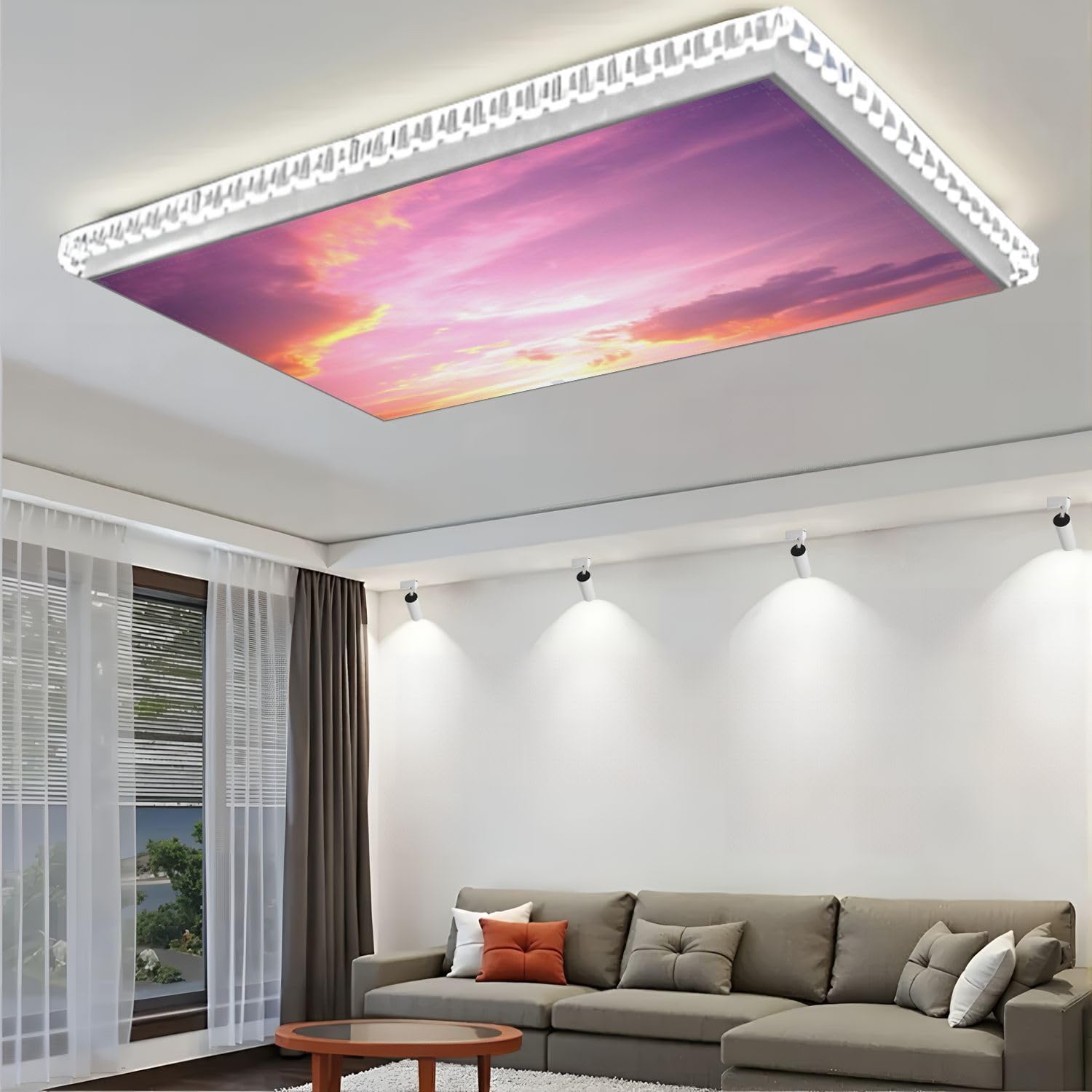 Fluorescent Light Covers for Ceiling Lights Cloud Sun Sky Pastel Abstract Gradient Blurred Soft Pink Easy to Install Magnetic Light Filter for Classroom Office Hospitals School Home Decor