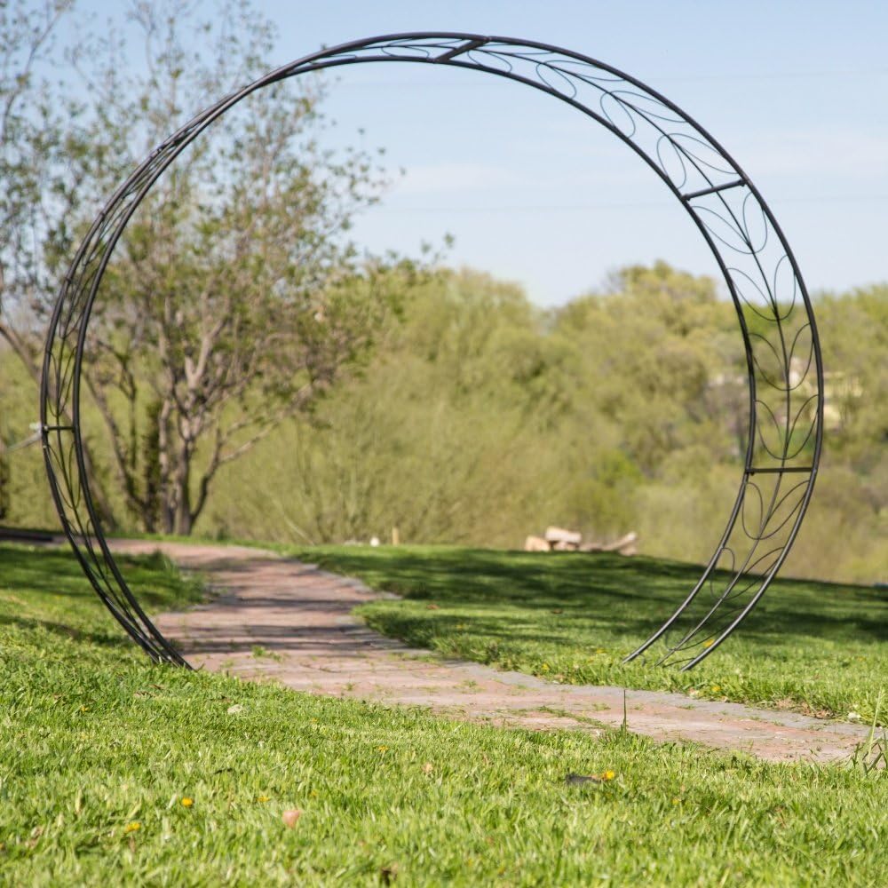 Dcyfol Metal Tunnel Garden Arbor with Stakes in Black 85.4W x 22.8D x 78.3H in.