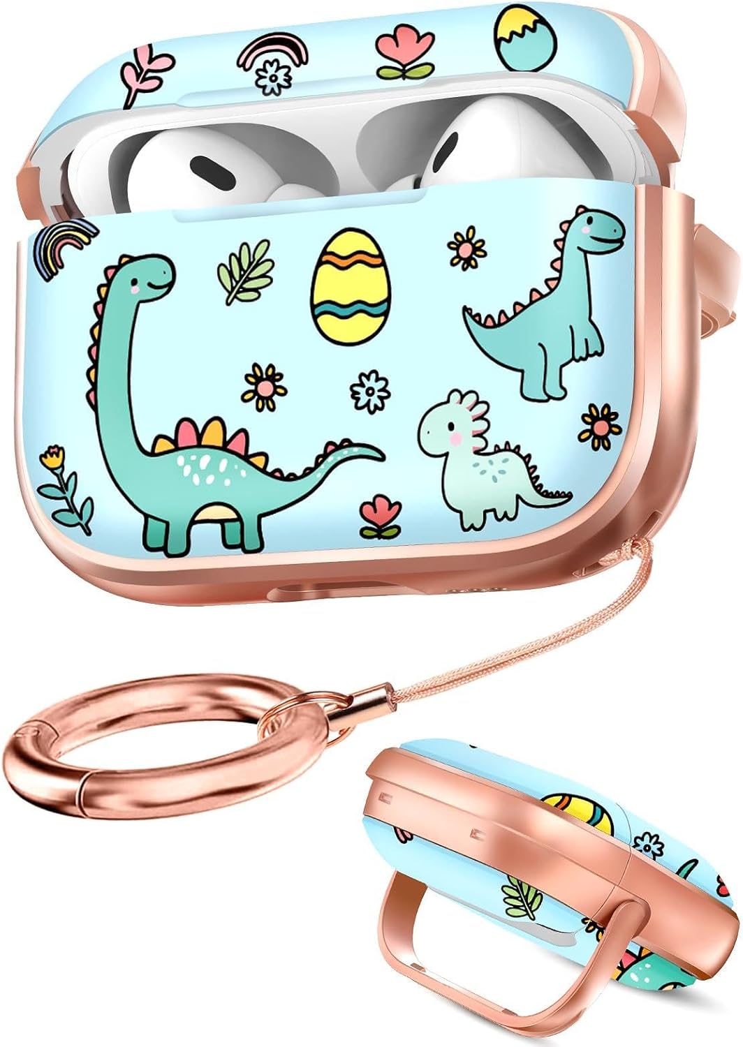 for AirPods Pro 2/1 Case with Safety Lock for Women, Dinosaur