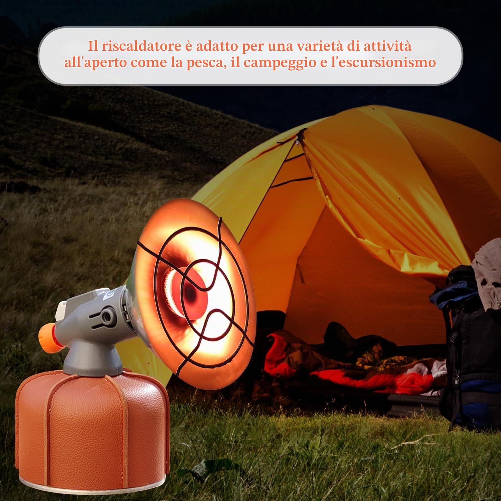 Topyond Riscaldatore Portatile da Esterno, Riscaldatore per Tenda da Campeggio, Riscaldatore a Gas Leggero per Pesca, Campeggio, Escursionismo