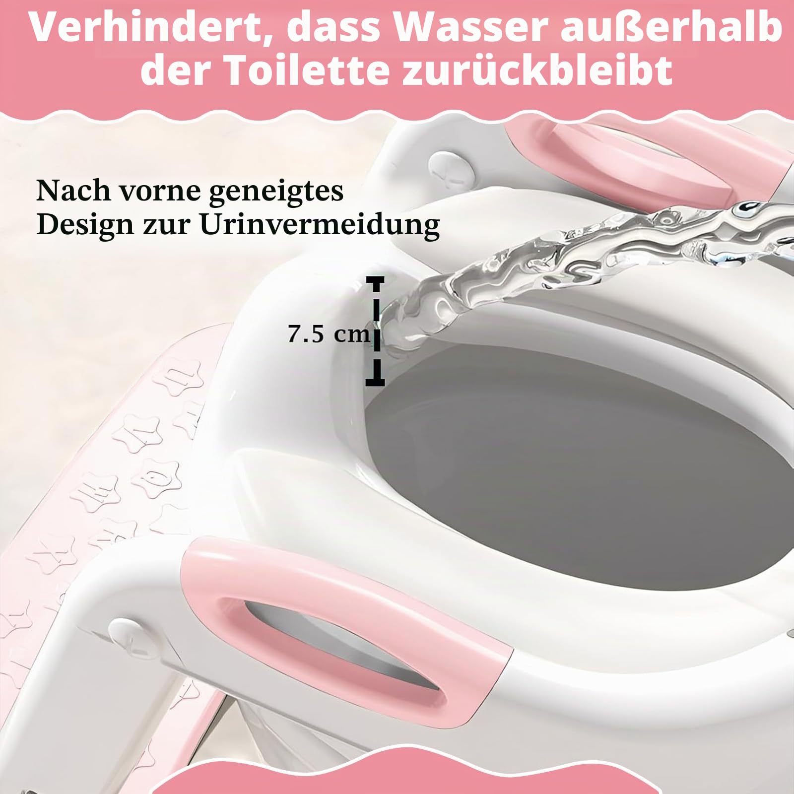 2-in-1 Toilettensitz mit Treppe, 8-fach verstellbar & klappbar | WC-Aufsatz mit Spritzschutz & rutschfest für Kinder ab 1–6 Jahre – passend für gängige Toiletten
