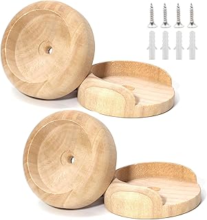 suiwotin 2 Pack Solid Wood Closet Pole Sockets, 1-3/8" Universal U-Shaped Rod Holders for Wardrobe, Curtain, Heavy Duty Wooden Rod Support Brackets