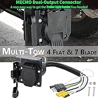 Vista 2 de MECMO Multi-Tow kit de conector adaptador de cableado de remolque de 4 vías planas a 7 vías RV y 4 vías planas de extremo hembra, enchufe de luz