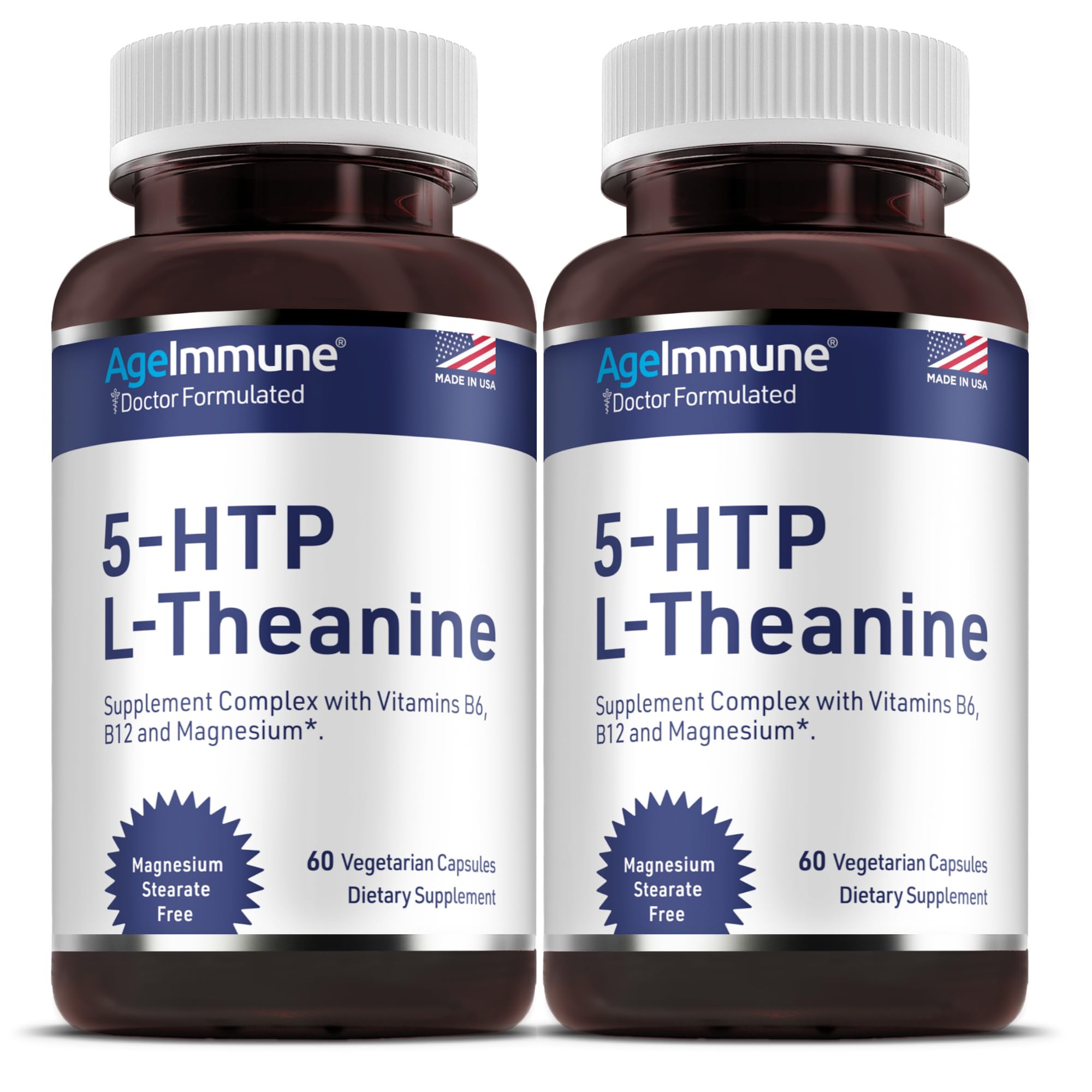 5-HTP 100mg with L-Theanine 400 mg Formula for Stress Relief and Relaxation Support for Teens and Adults with Vitamins B6 - B12 and Magnesium Bisglycinate - Doctor Formulated – without stearates. — Amazon image 7
