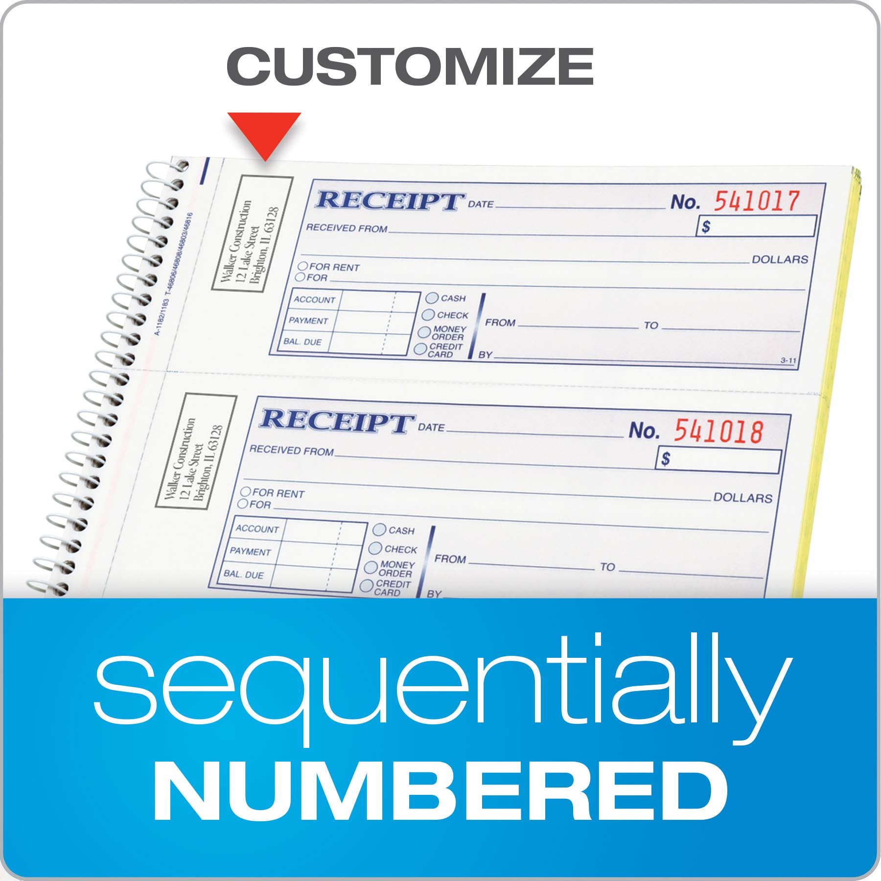 Adams Money and Rent Receipt Book, 2Part Carbonless, 75/8" x 11