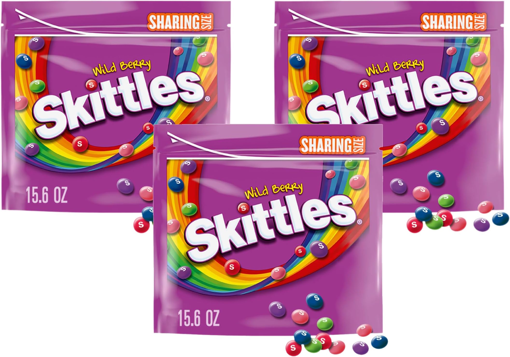 Wild Berry Chewy Candy Share Size Tear and Share Movie Night Party Favor Candy Snack, 15.6 Oz Resealable Bag (Pack of 3)