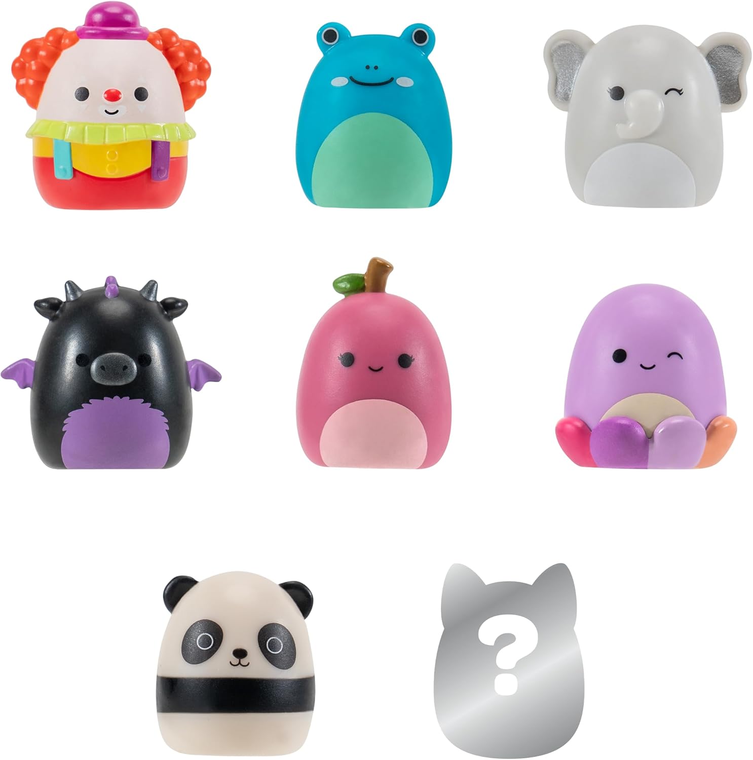 Squish-a-longs 8 Pack - 1” Mini-Squish with 2 Accessories, 1 Ring, and a Collector’s Guide - Collect, Trade, & Play