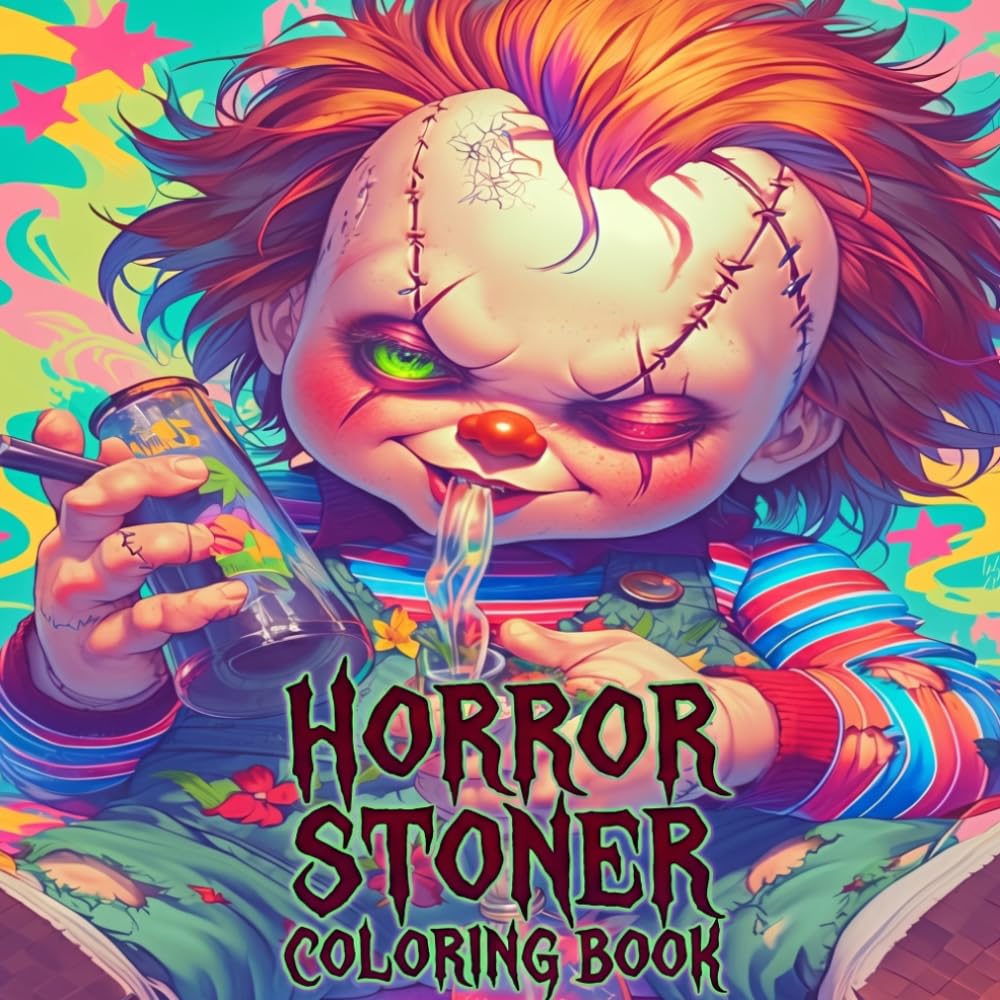 Horror Stoner Coloring Book: 50 Scary Creatures Spooky Creepy Serial Killers Pages With Funny Chibi Monsters Cartoon Characters Trippy Retro ... And Chill For Adults And Teens Gift Christmas