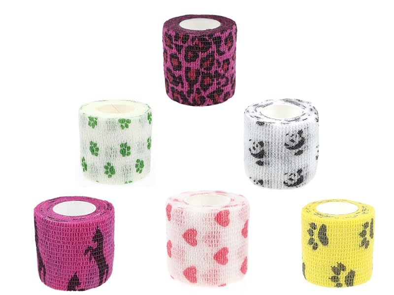 Bandagem Autoadesiva para Cavalos e Pequenos Animais SavgU, 2,5 cm x 4,5 m, Pacote com 6 rolos
