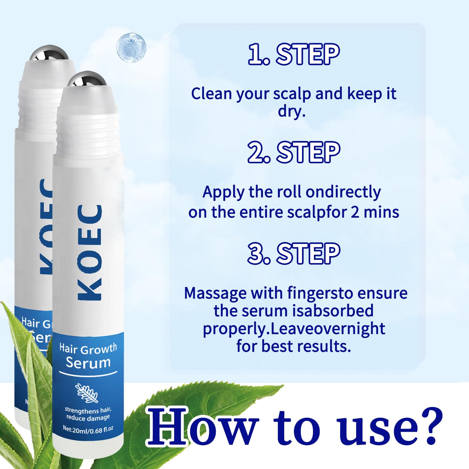 Hair Growth Serum Roll On for Men & Women - Advanced Scalp Treatment with Redensyl & Natural Extracts - Reduces Hair Fall & Thinning - Non-Greasy, Nourishing Formula for Healthier Hair (01) - Image 3