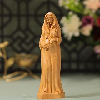 Our Lady of Expectation Wooden Statue | Pregnant Virgin Mary Figure | Catholic Gift | Hand Carved Nativity Decor Our Lady Wooden Statue