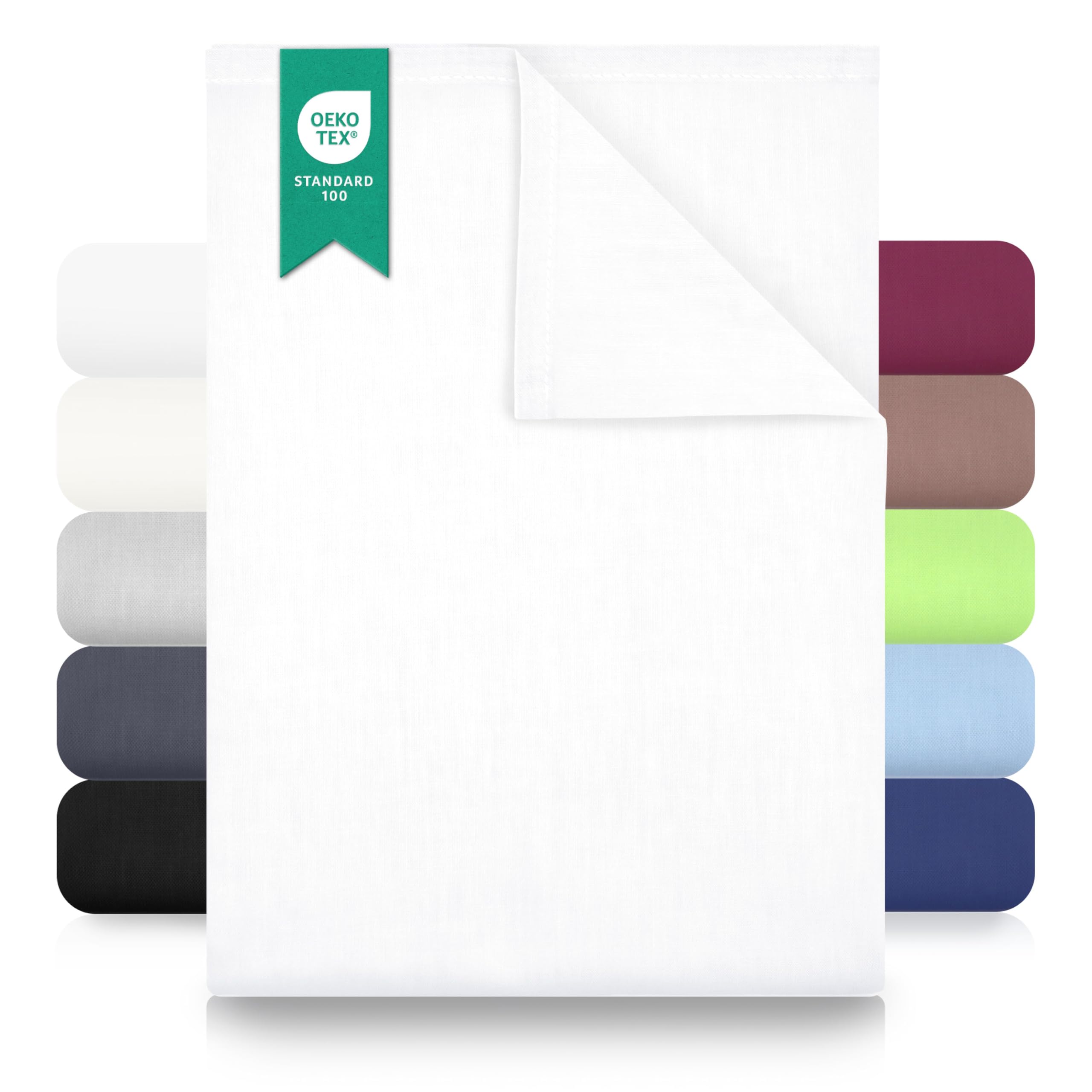 GREEN MARK Textilien Klassische Bettlaken – Flaches Laken aus 100% Baumwolle, ohne Gummi, hautfreundlich, pflegeleicht, bei hohen Temperaturen waschbar - Weiß - 140x200 cm