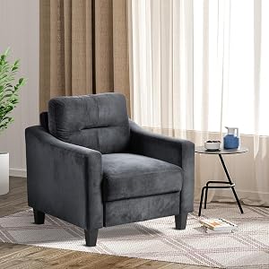 32 1 One Seat Comfortable Velvet Sectional Sofa Chair with Solid Wood Frame Lounge Single Couch with Tapered