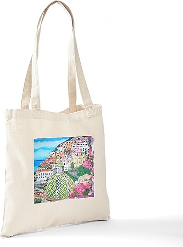 Miniatura 6 de CafePress Positano, Italia Tote Bag Bolsa de lona natural, bolsa de compras reutilizable, Caqui