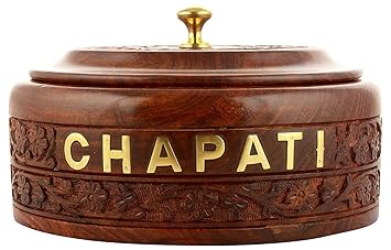 ANB Enterprises Wooden Chapati Box Casserole, Insulated Steel, Wooden Chapati Box, Roti Box, Paratha Box, Puri Box Wooden Casserole for Kitchen Home Decor (Brown)