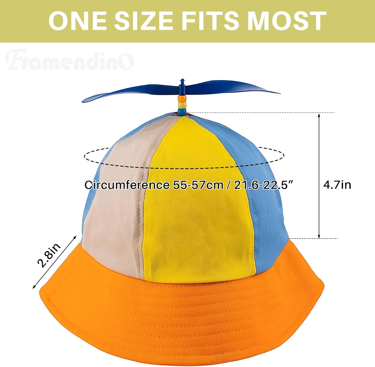 Framendino, Funny Adult Propeller Hat Fisherman Hats Baseball Cap with Propeller Rainbow image 2