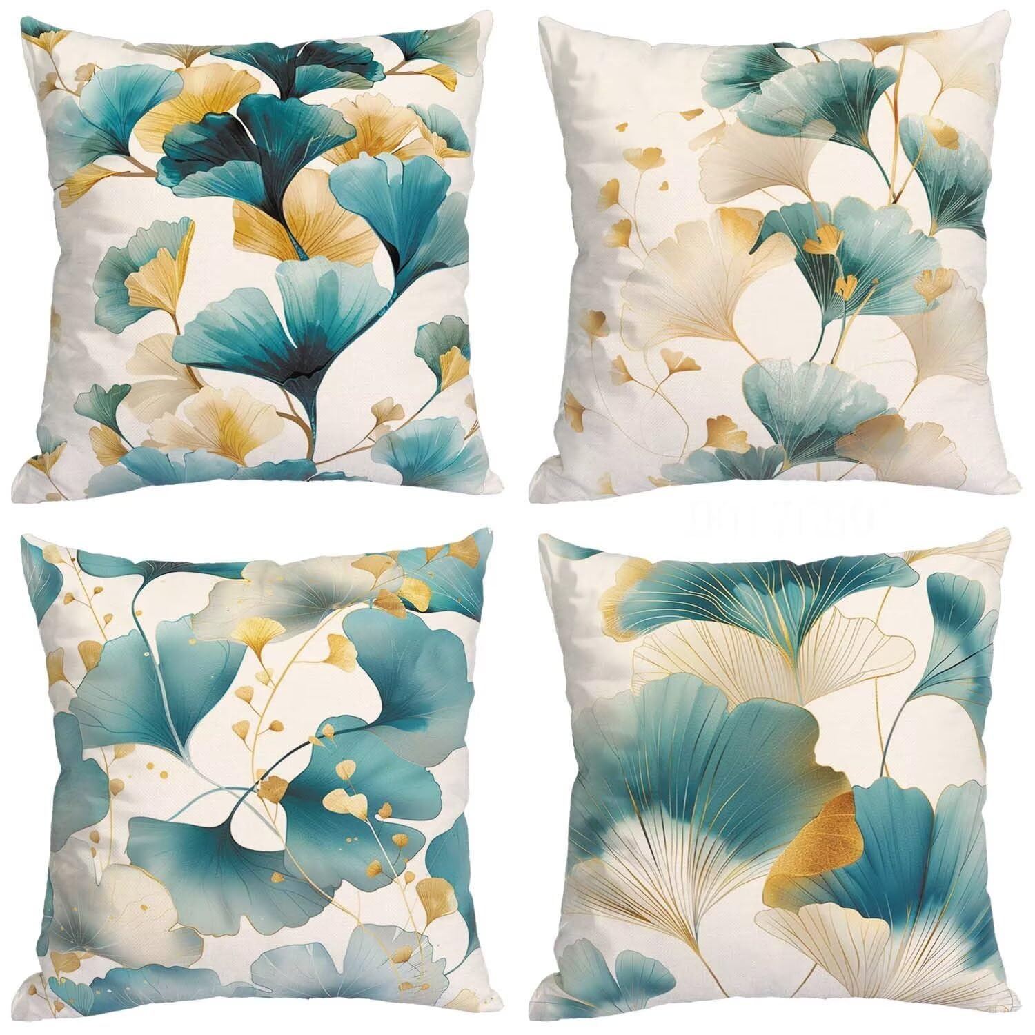 Housses de coussin doux ginkgo biloba bleu clair pour canapé de salon