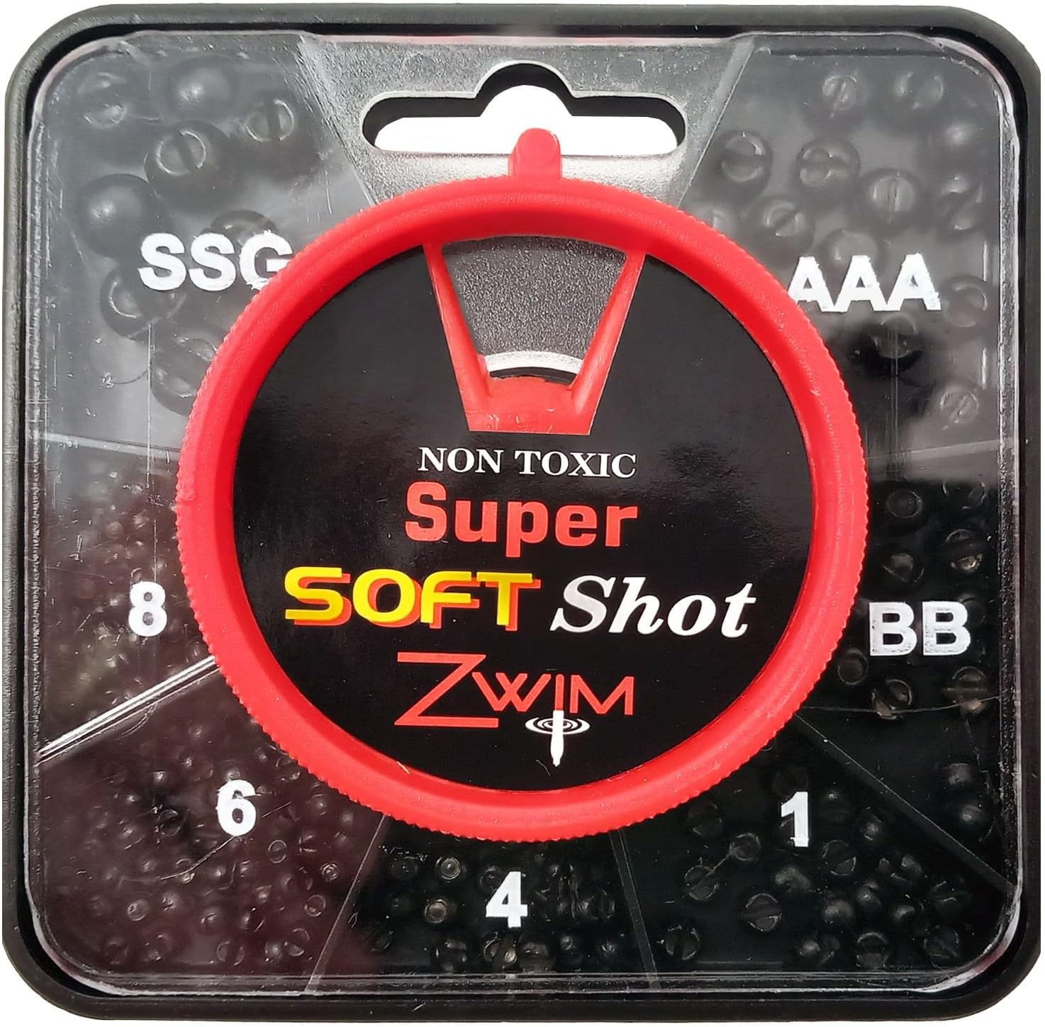 Zwim - Box Shot 7 Division Split Shot Fishing Weights - AAA BB SSG No.1 No.4 No.6 No.8 For Carp and Coarse Angling - Made From Soft Metal Alloy [40-7DIV]
