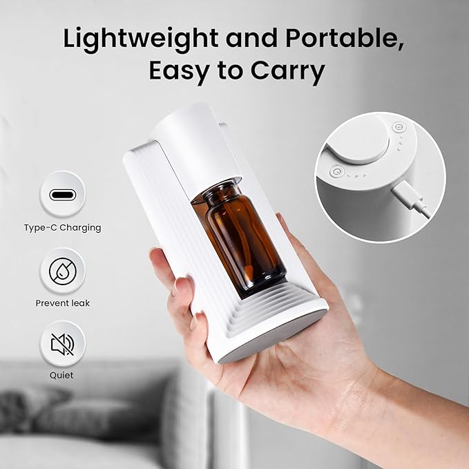 Difusor de Aromas Eléctrico Sin Agua Portátil Recargable Blanco miniatura 5