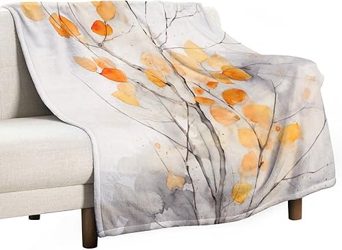Manta de otoño naranja gris acuarela simple y moderna árbol de otoño ultra suave de microforro polar y cálida acogedora manta ligera de otoño manta disponible en Yaxa Guatemala