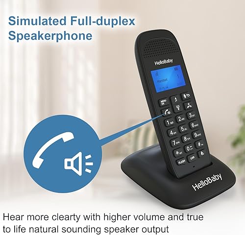 Miniatura 8 de HelloBaby DECT 6.0 - Teléfono inalámbrico para el hogar y la oficina con 2 teléfonos, bloque de llamadas avanzado, teléfono inalámbrico expandible