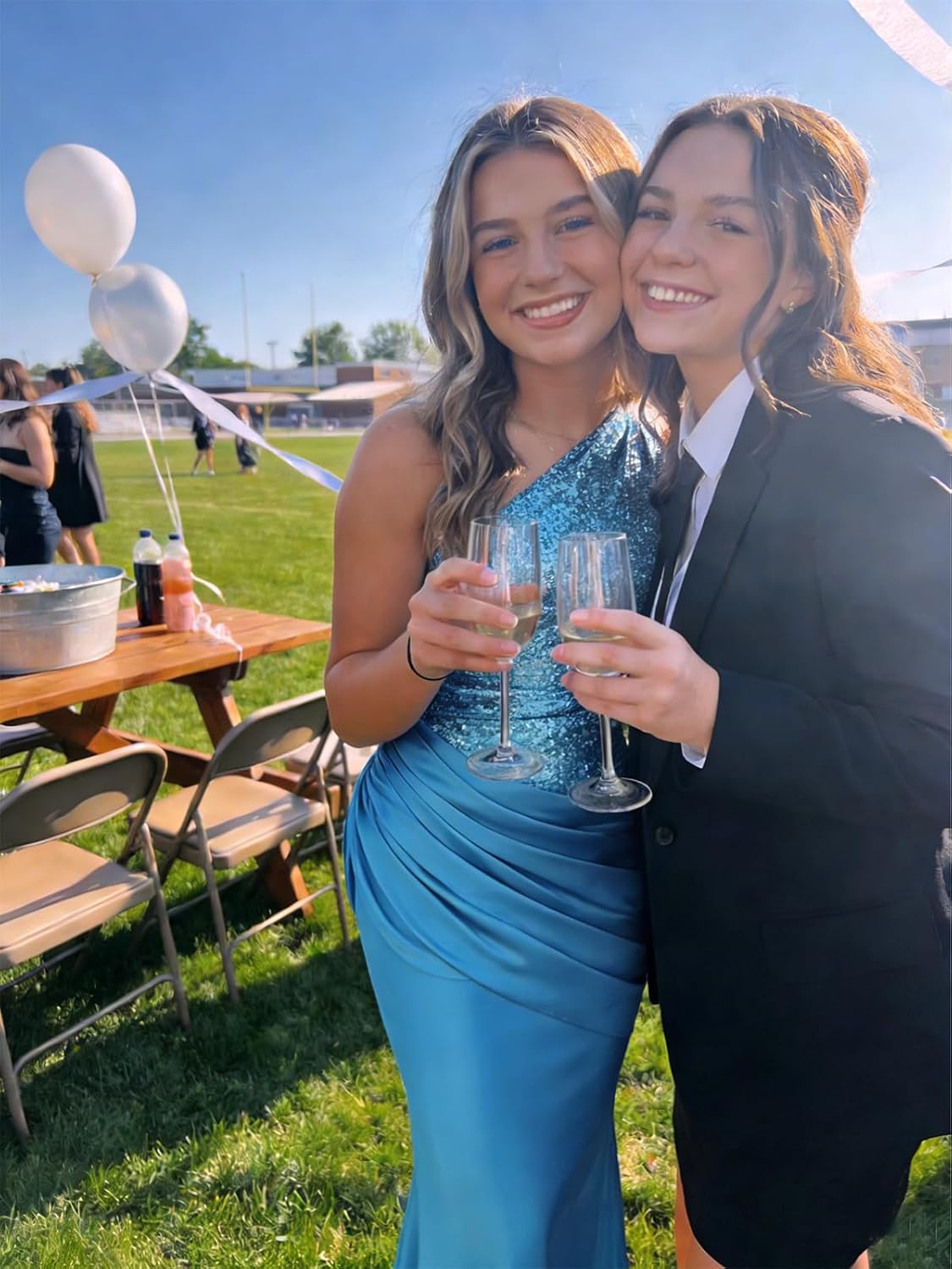 Sparkly Sequin Mermaid Prom Dresses for Women 2026 Long Satin One Shoulder Pleated Formal Evening Gown - Image 6