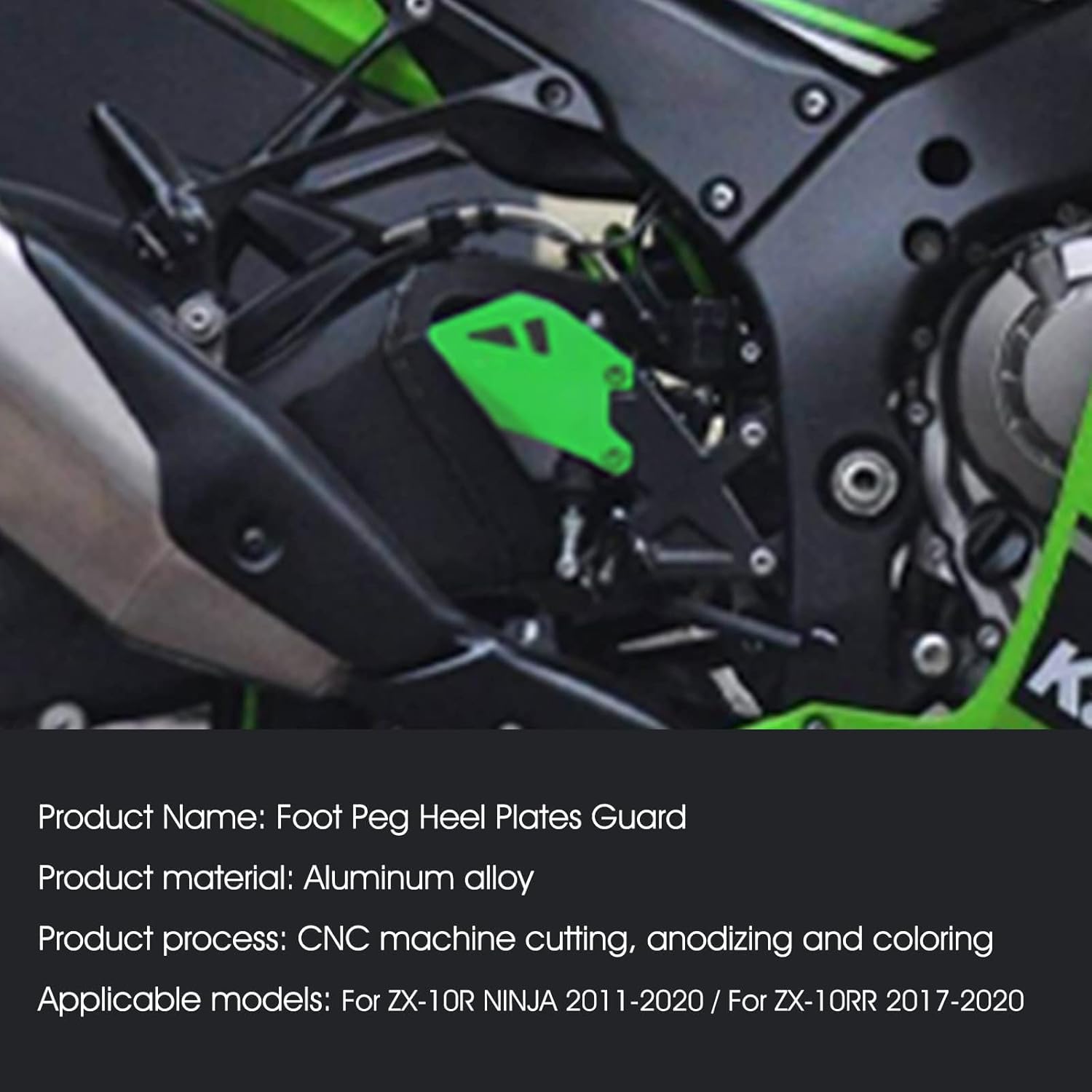 Motorcycle Foot Peg Heel Plates Guard for ZX-10R ZX10R 2011-2021 for ZX-10RR ZX10RR 2017-2020 Black