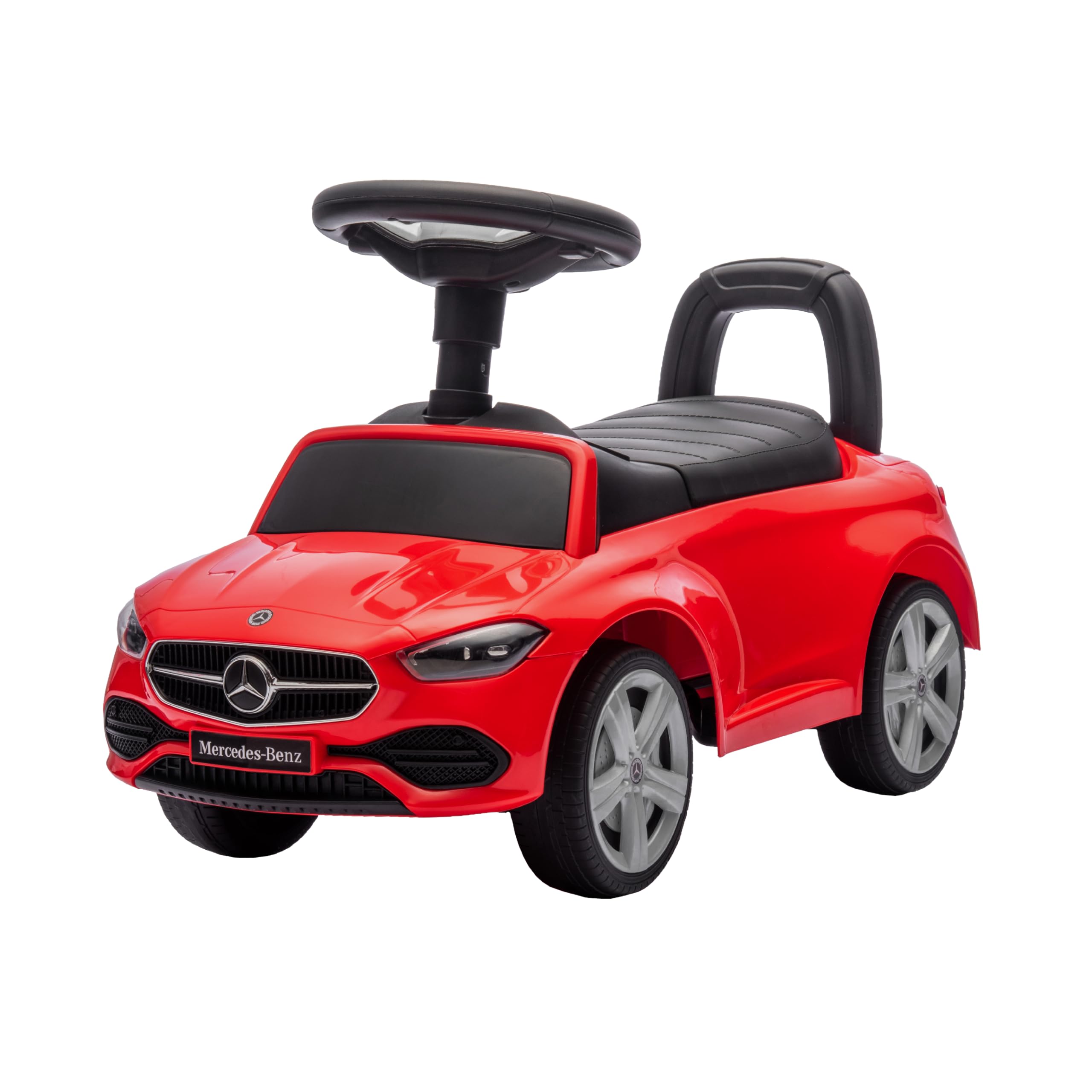 Baroni Toys Mercedes Ride-On Car Empuje y Ir para Niños 1-4 Años, Faros LED, Sonidos Realistas, Ruedas antideslizantes, Compartimento de almacenamiento, Diseño Antivuelco, 65 x 28 x 39 cm, Rojo