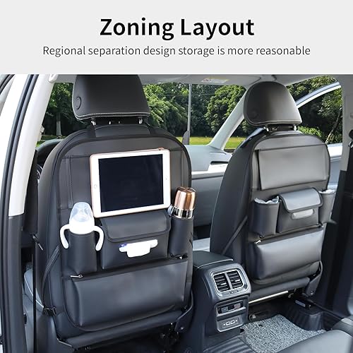 Miniatura 2 de Organizadores de asiento de coche impermeable con bolsillo de almacenamiento, alfombrillas de cuero grandes para niños, mascotas, automóviles, SUV,