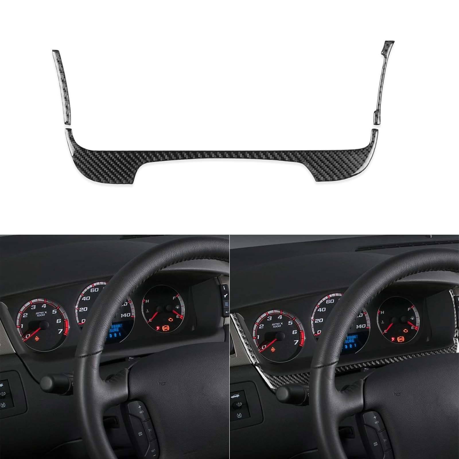 Generic Real Premium 3D Effect Carbon Fiber Sticker Compatible with Chevrolet Impala 2006-2013 Car Dashboard Speedometer Frame Decals Auto Interior