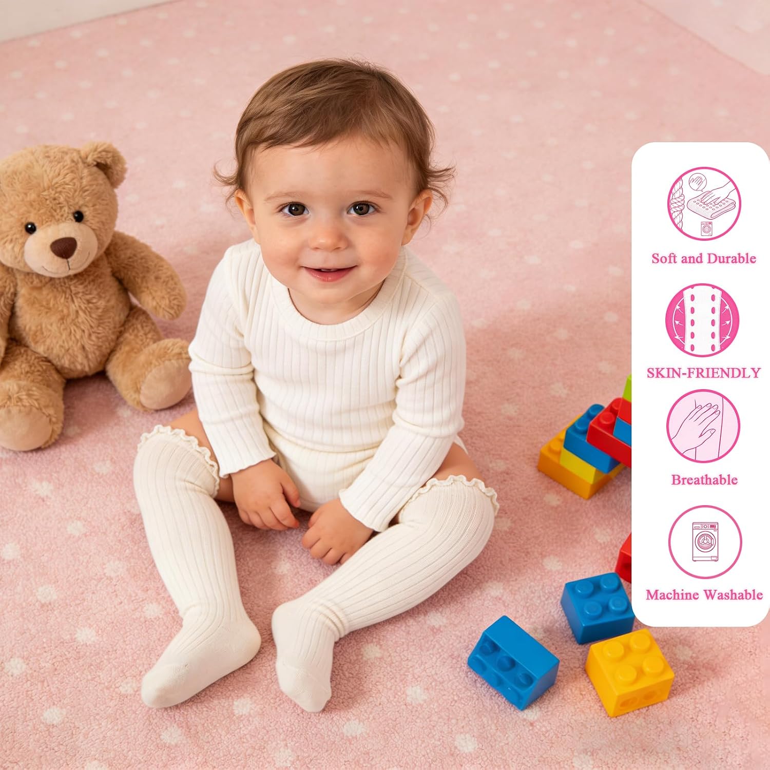 Baby Knee High Socks Newborn Infant Baby Girl Toddler Stockings Ruffle Socks Solid Cotton Ruffled Long Tube Sock