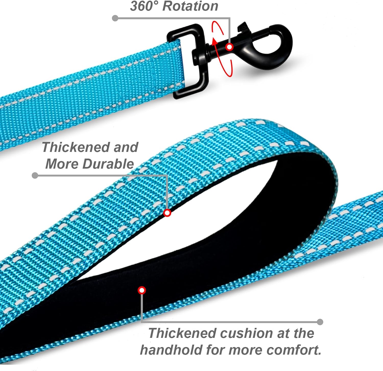 Leash and Collar Set With Nylon Soft Hand Pad, Adjustable Reinforced Collar for Large Dogs, 5FT, Blue Blue Large/5FT image 2 of 7 B0D7PYJ7SP