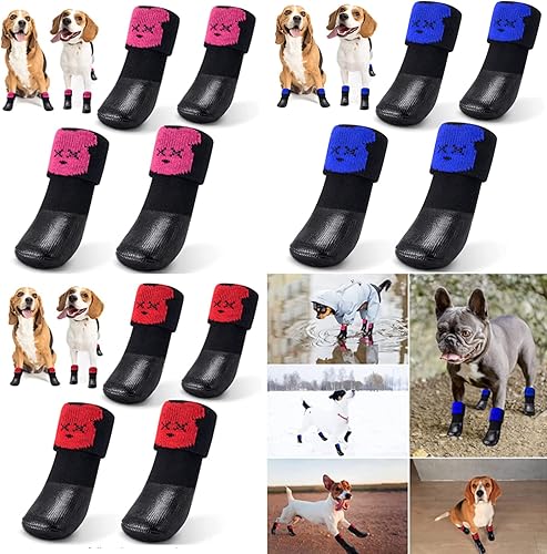 BAZUVIR Botas para perro botas para perros protector de patas con pavimento caliente impermeable suave suela antideslizante correas ajustables