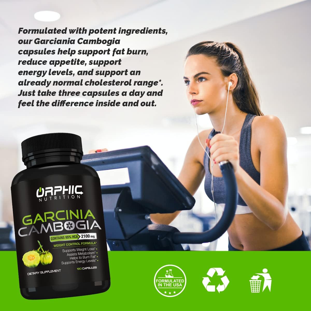 ORPHIC NUTRITION Garcinia Cambogia Extract 2 Months Supply - to Support Weight Loss Efforts* - Helps Curb Appetite*, Suitable for Vegetarians - 2100 MG - 180 Caps