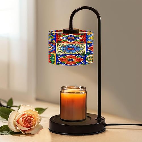 Miniatura 13 de Candle Warmer Lamp with Timer and Dimmer, Seamless 70s retro floral vintage daisy flowers for fabric Wax Melt Warmer with 4 Bulbs, House Warming