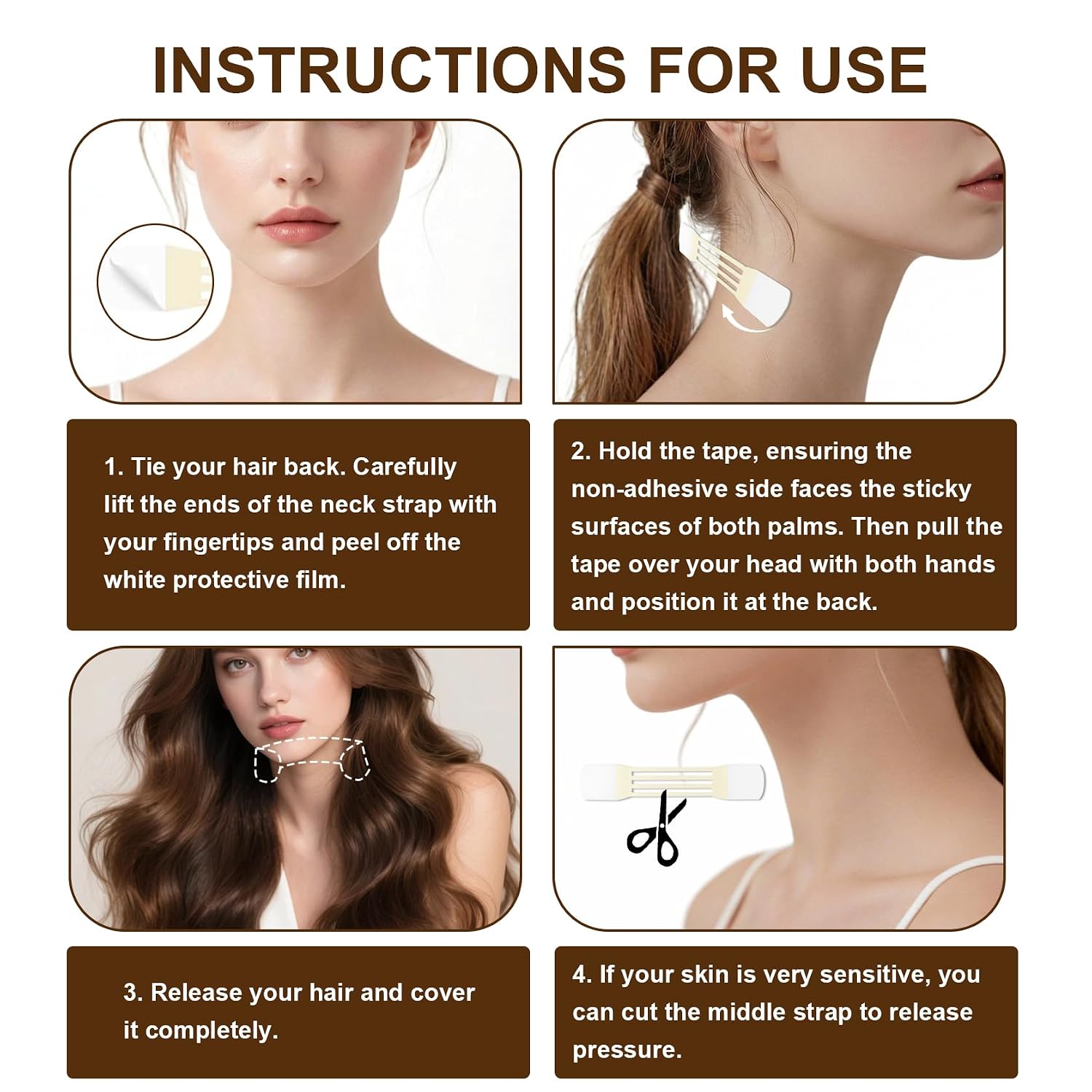 Neck Lift Tape,Neck Tape Lifting Invisible,Firming And Shaping Neck Tape (Includes 4 Elastic Bands + 20 Replacement Patches),Instant Neck Lift,Lightweight Neck Wrinkle Patches For All Skin Types