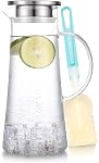 SUSTEAS 2.0 Liter 68 Ounces Pitcher en verre avec couvercle glacé Pitchcher thé Pot à eau chaud Eau froide glace Thé Vin Café Lait et jus Boissons Carafe