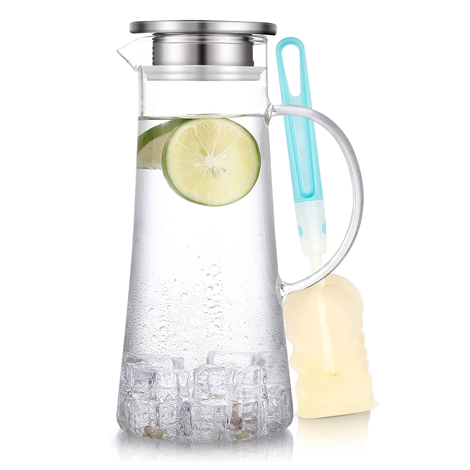 SUSTEAS 1.5L Glass Pitcher with Lid, Heat Resistant