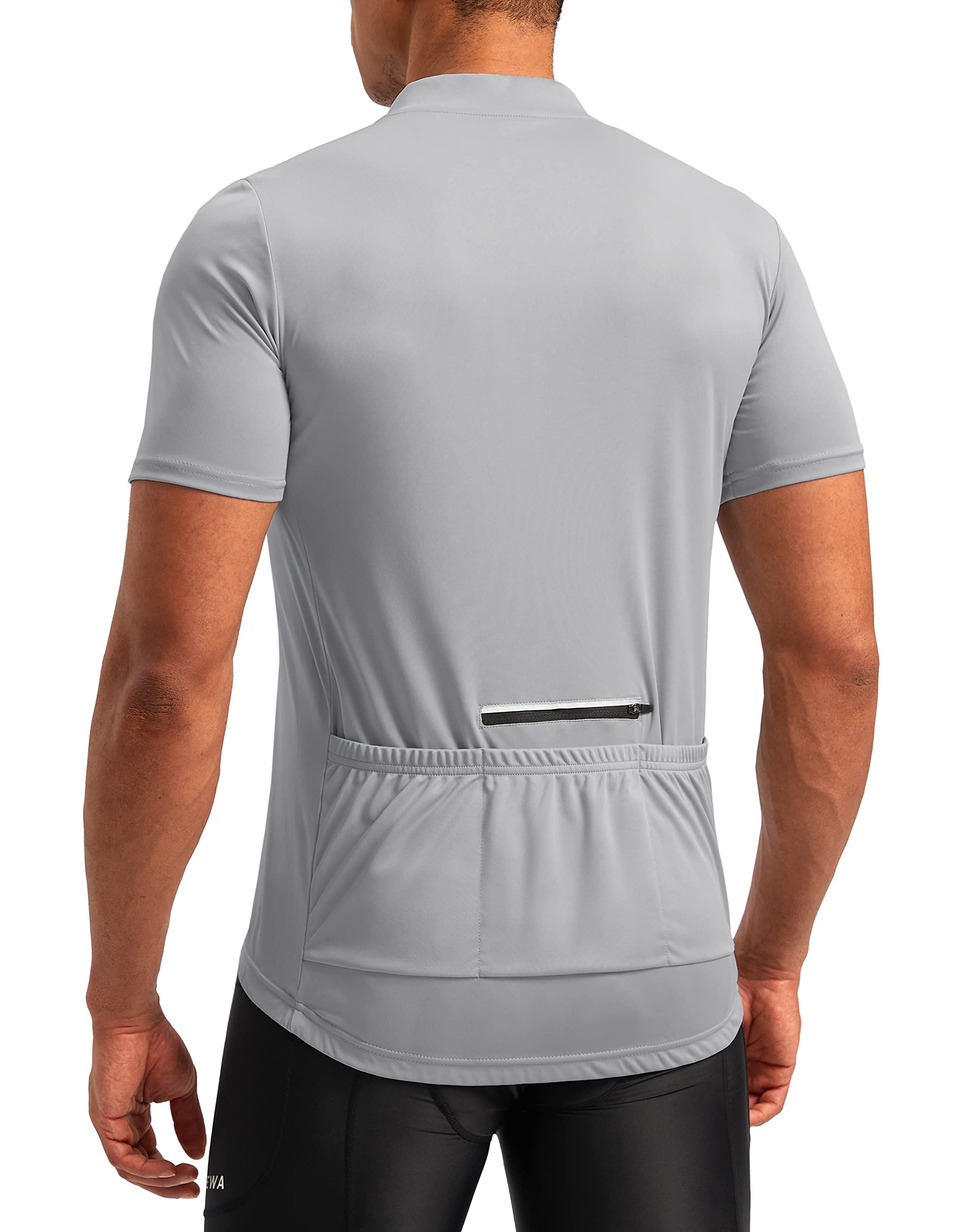 Bikewa Men's Cycling Jersey Moisture Wicking Short Sleeve UPF Half Zip Bike Road Riding Biking Shirts for Men Zipper Pockets