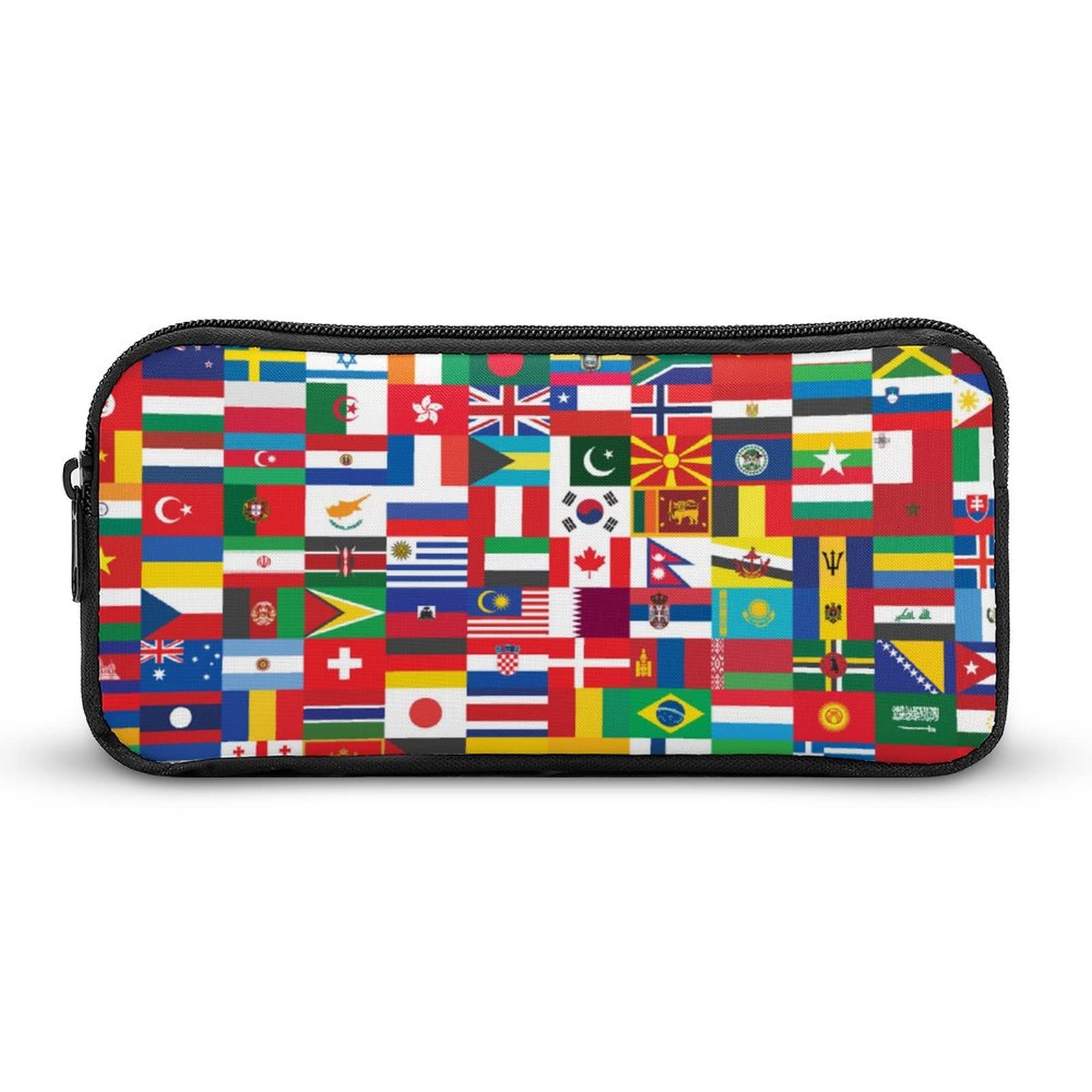 World Flag Cute Pencil Case Box Pen Pouch Travel Small Makeup Organize Storage Bag