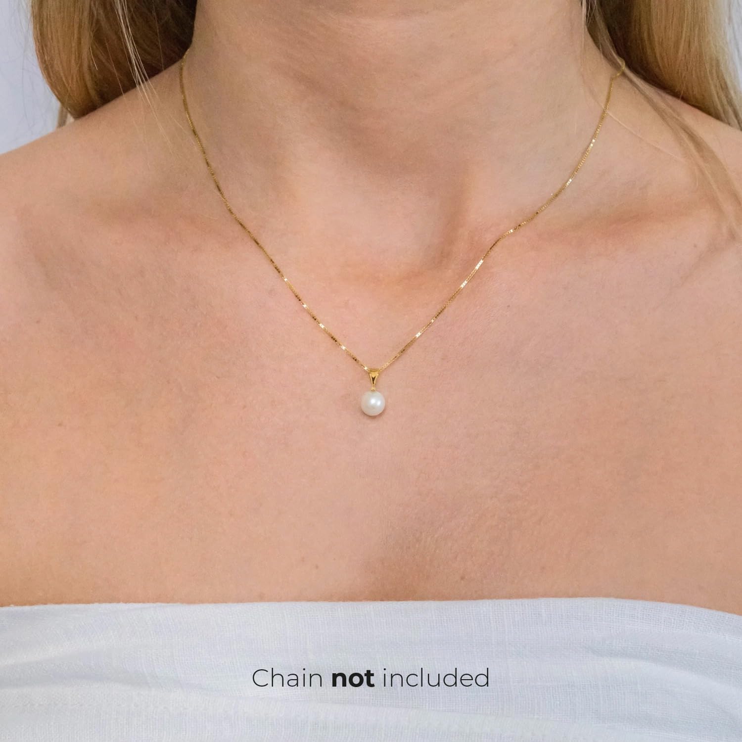 forme di Lucchetta - Perlenanhänger Gold - 18 karat (750) Gelbgold oder Weißgold - Perlen Anhänger für Goldkette Damen - Süßwasserperlen runder weißer 7mm