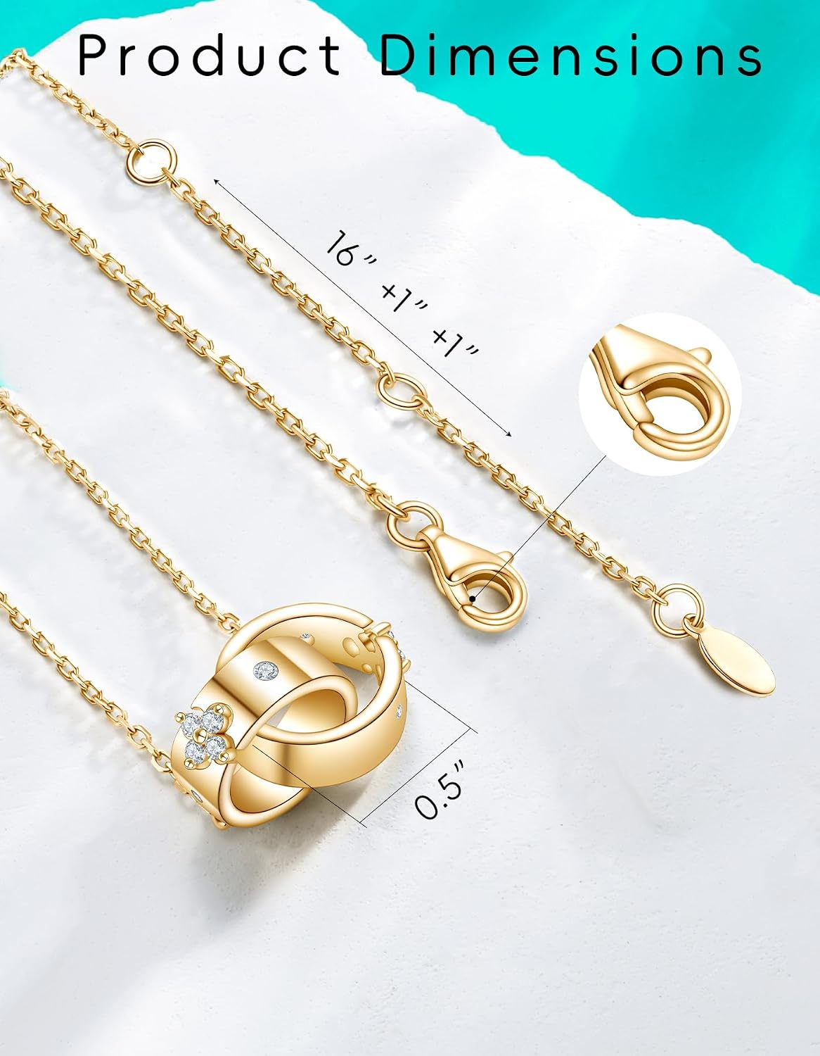 TIMELESSTAR Ideal Gifts Gold Clover Necklaces for Women Hypoallergenic|Premium Moissanite|14K Gold Plated 925 Sterling Silver Non Tarnish