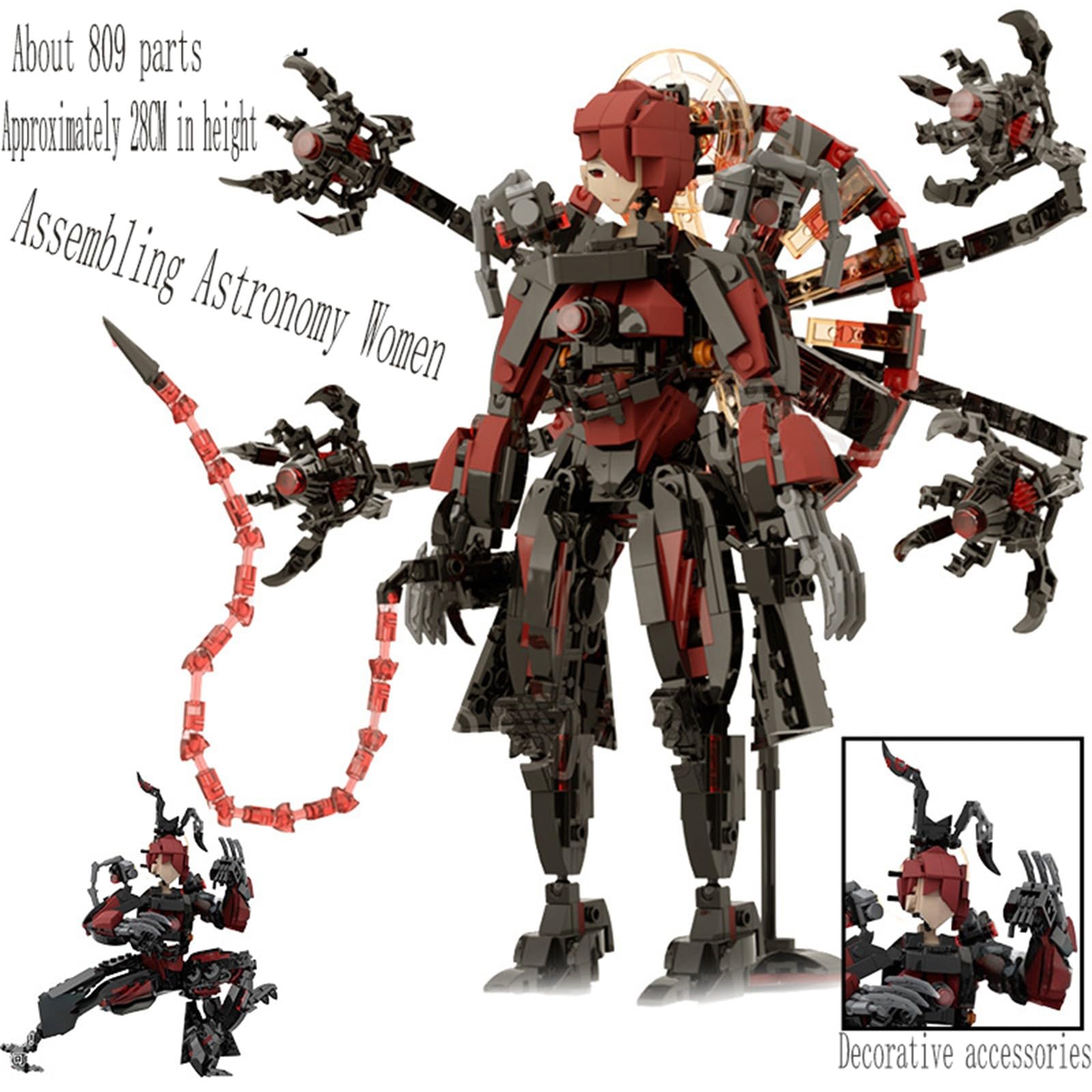 Titán Bloques de construcción coleccionables Modelo de Figura de acción Juguete Decorativo con Reloj Estilo Oscuro Universo Alternativo Regalo Creativo para Adultos niños Fans cumpleaños B