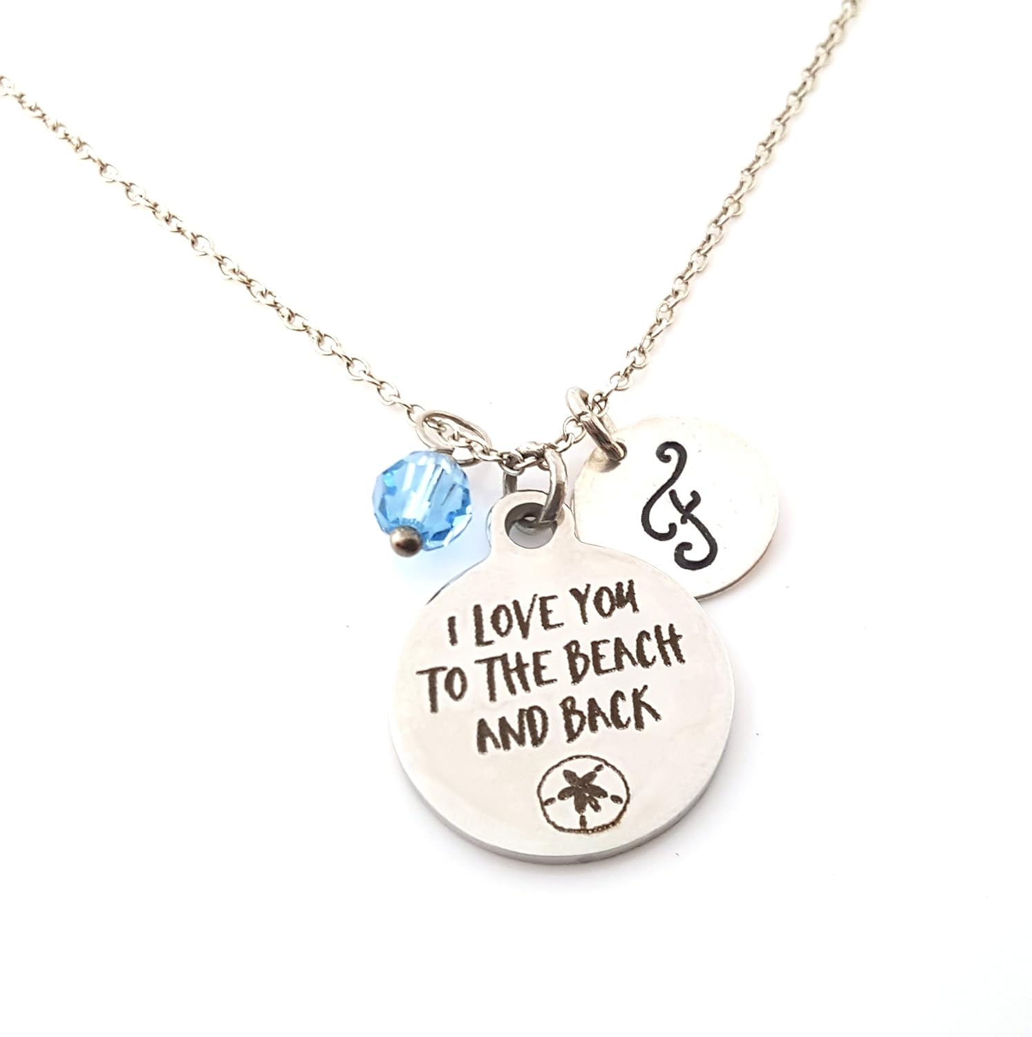 I Love You to the Beach and Back Charm Necklace - Personalized Sterling Silver Jewelry
