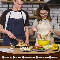 Vista 6 de Cucharas de madera - Cucharas de madera para cocinar, juego de utensilios de cocina de madera natural no tóxicos, utensilios de cocina de madera